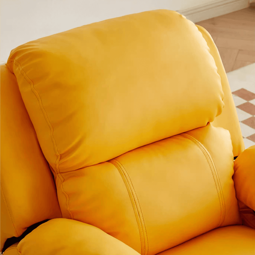 Yellow adjustable children's chair with microfiber leather and reclining backrest