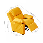 Yellow adjustable children's chair with microfiber leather and reclining backrest dimensions