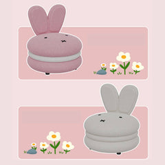 Adorable Bunny Backrest Kids Stool With Fleece Cover