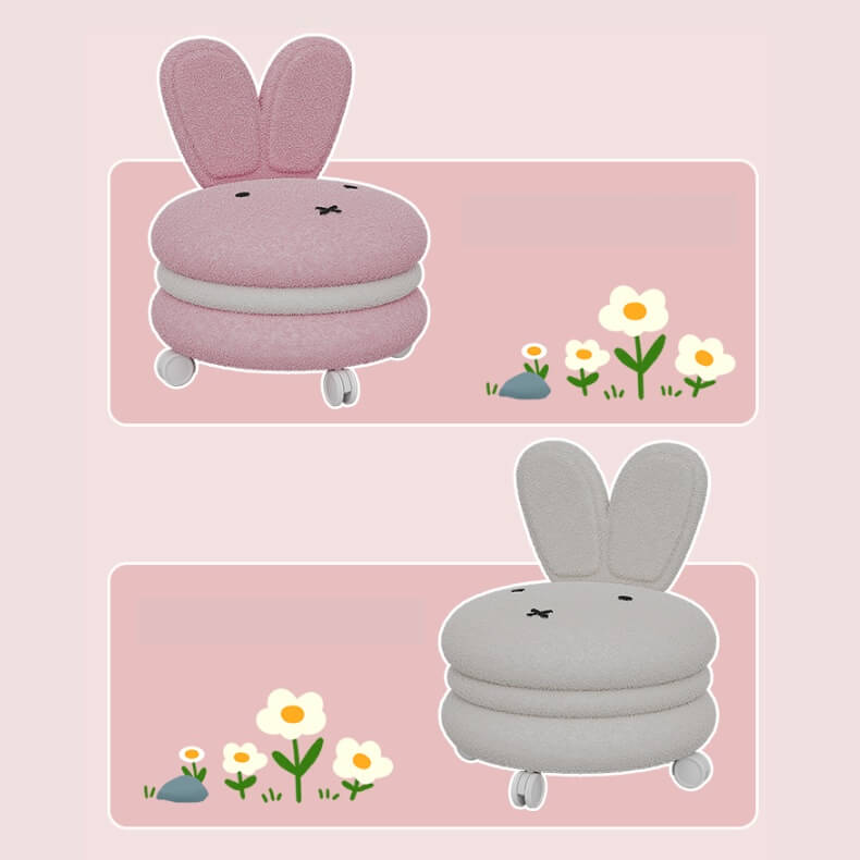Adorable Bunny Backrest Kids Stool With Fleece Cover