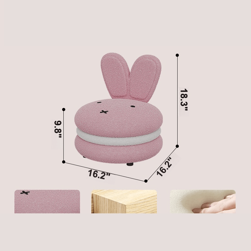 Adorable Bunny Backrest Kids Stool With Fleece Cover
