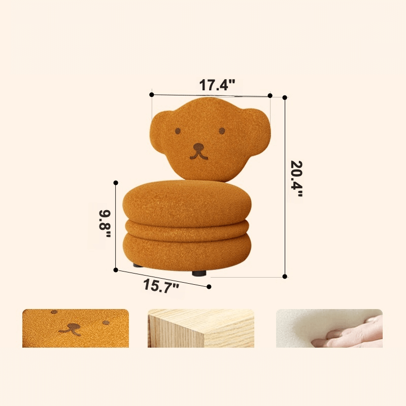 Adorable Bunny Backrest Kids Stool With Fleece Cover