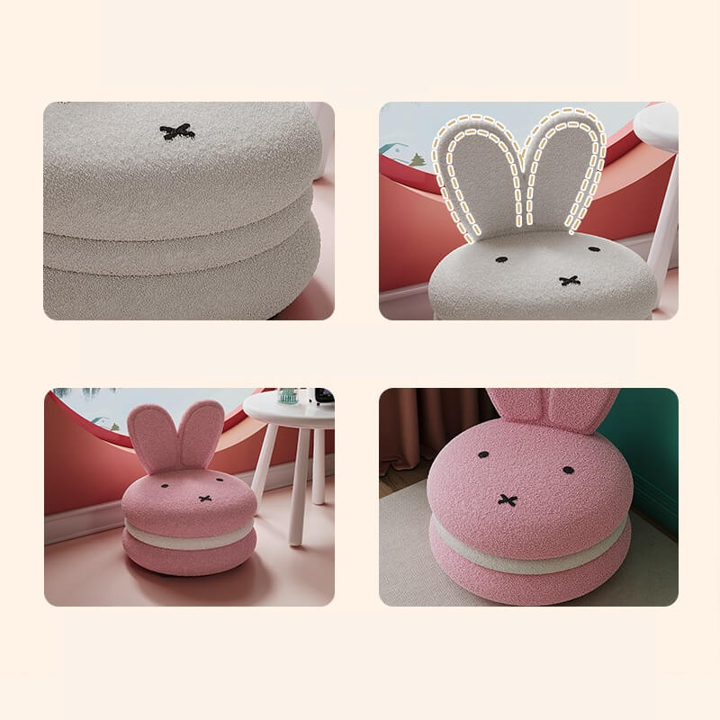 Adorable Bunny Backrest Kids Stool With Fleece Cover