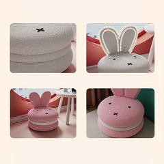 Adorable Bunny Backrest Kids Stool With Fleece Cover