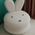 Adorable Bunny Backrest Kids Stool With Fleece Cover