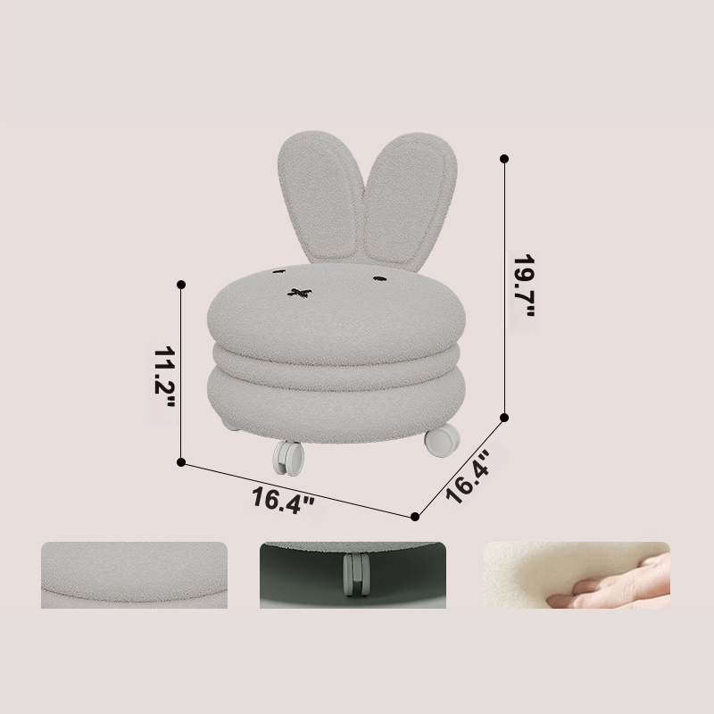 Adorable Bunny Backrest Kids Stool With Fleece Cover