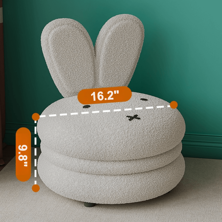 Adorable Bunny Backrest Kids Stool With Fleece Cover