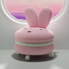 Adorable Bunny Backrest Kids Stool With Fleece Cover