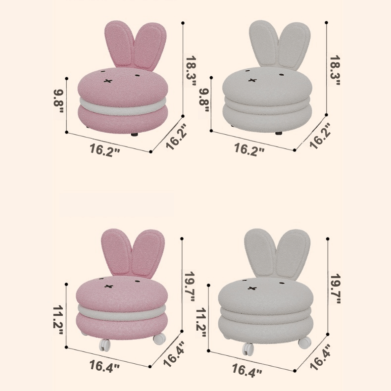 Adorable Bunny Backrest Kids Stool With Fleece Cover Dimensions