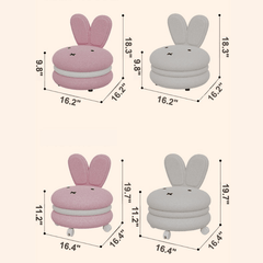 Adorable Bunny Backrest Kids Stool With Fleece Cover Dimensions