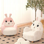 Adorable Upholstered Kids Sofa in White, Pink, and Grey Animal Print