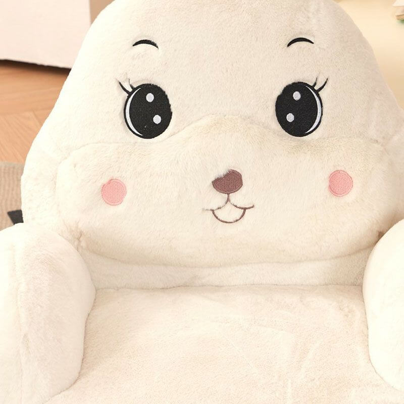 Adorable Upholstered Kids Sofa in White, Pink, and Grey Animal Print