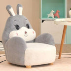 Adorable Upholstered Kids Sofa in White, Pink, and Grey Animal Print