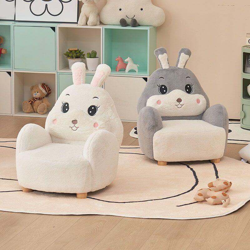 Adorable Upholstered Kids Sofa in White, Pink, and Grey Animal Print