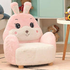 Adorable Upholstered Kids Sofa in White, Pink, and Grey Animal Print