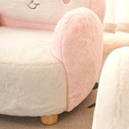 Adorable Upholstered Kids Sofa in White, Pink, and Grey Animal Print