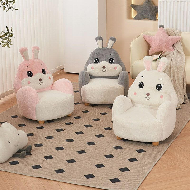 Adorable Upholstered Kids Sofa in White, Pink, and Grey Animal Print Main Product Image メイン画像