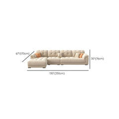 Modern Beige Polyester Blend Sofa with Tufted Back and Pillow Top Arm Sofa