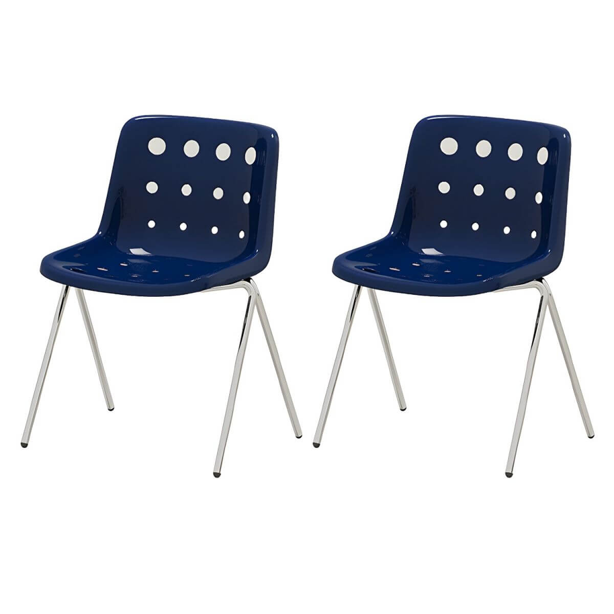 Stackable Scandinavian plastic and acrylic side chair with low back for dining