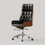 Aero Executive Office Chair – Genuine Leather with Walnut Trim