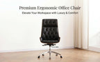 Aero Executive Office Chair – Genuine Leather with Walnut Trim