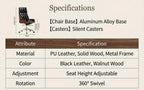 Aero Executive Office Chair – Genuine Leather with Walnut Trim