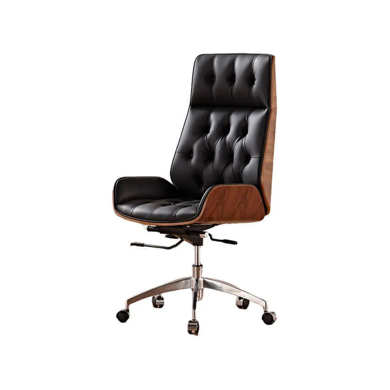 Aero Executive Office Chair – Genuine Leather with Walnut Trim Main Product Image Main image