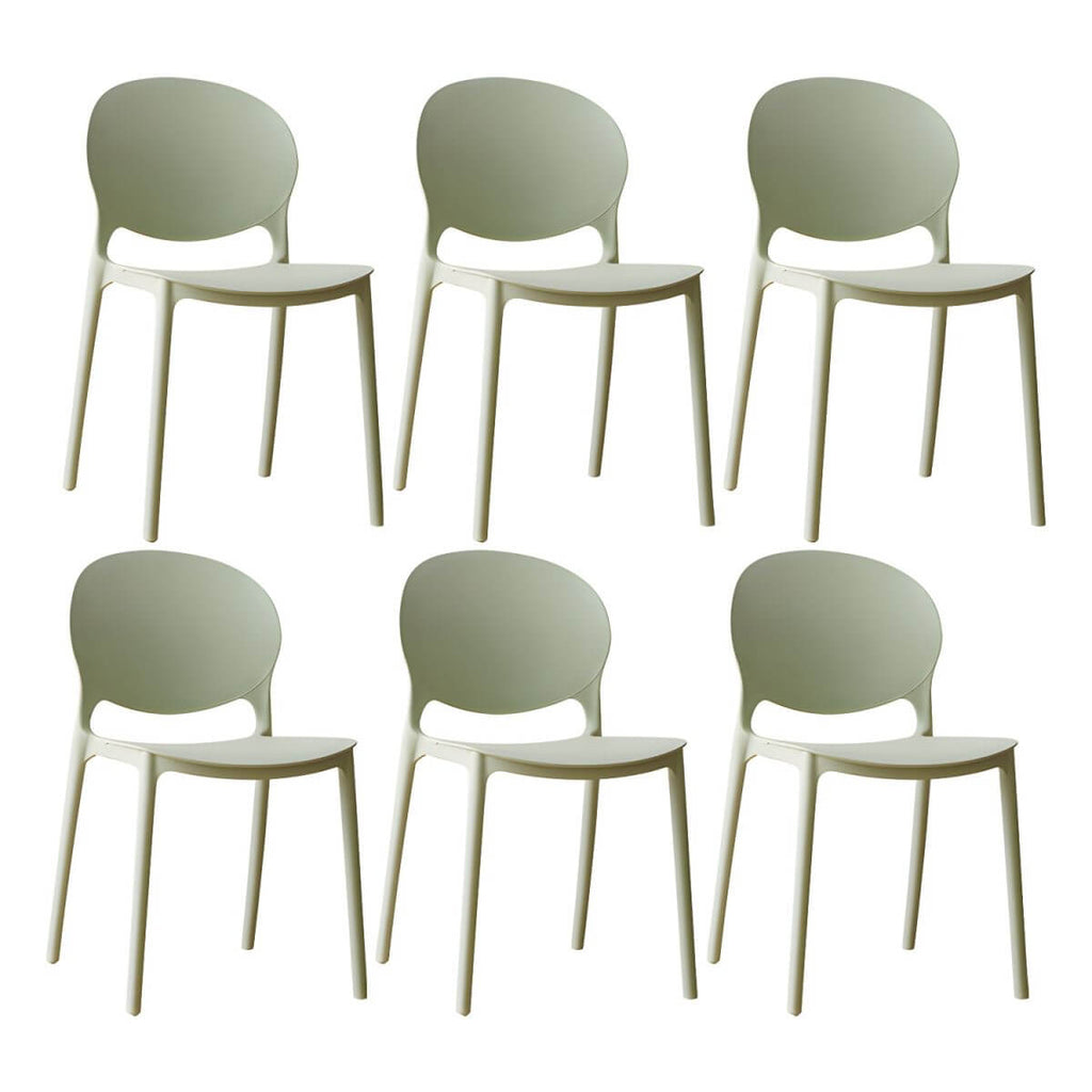 Scandinavian plastic dining chair with open back and four legs, ideal for home use