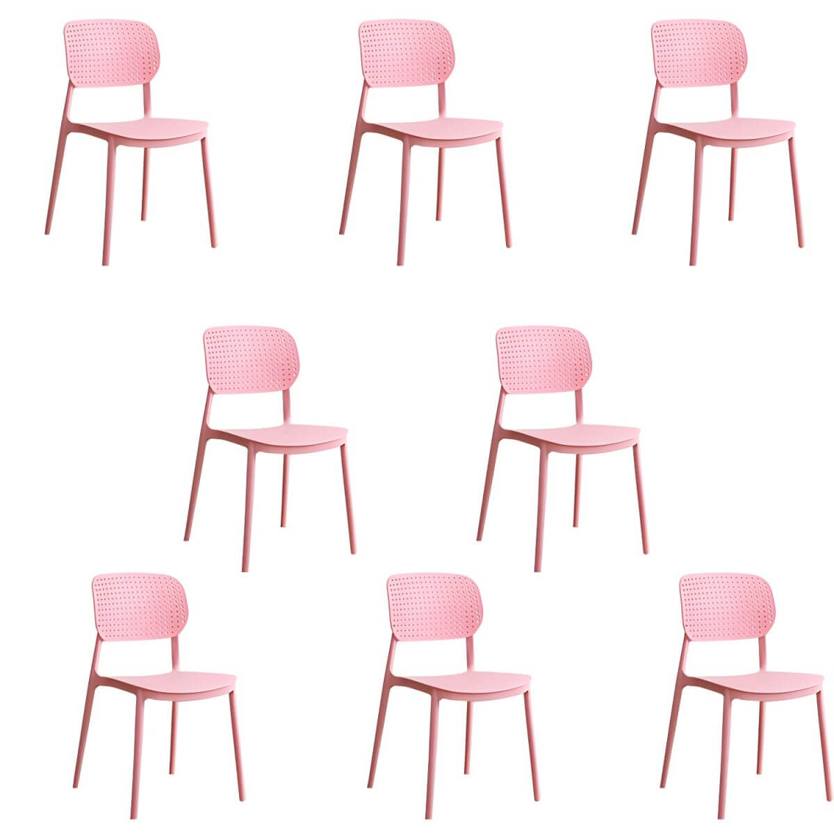 Stackable Scandinavian style plastic and acrylic side chair with low back for dining