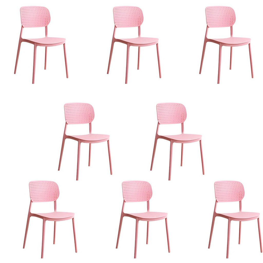 Stackable Scandinavian style plastic and acrylic side chair with low back for dining