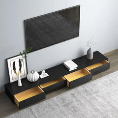 Modern Black Rectangular TV Stand Wood Media Console 4 Drawers for TVs Up to 88"