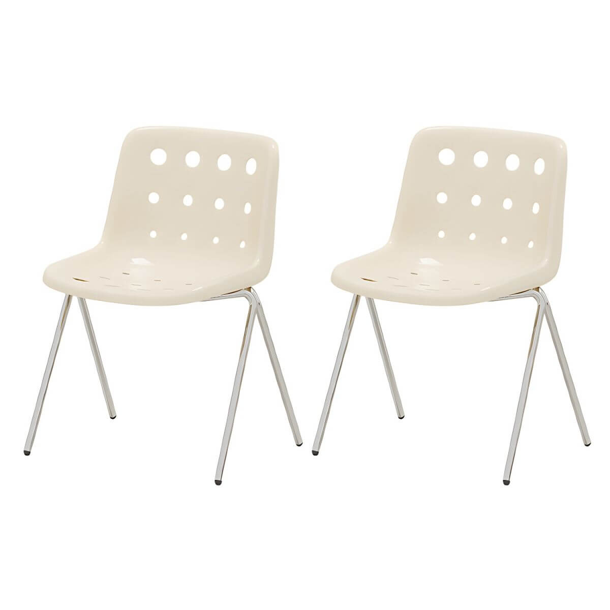 Stackable Scandinavian plastic and acrylic side chair with low back for dining