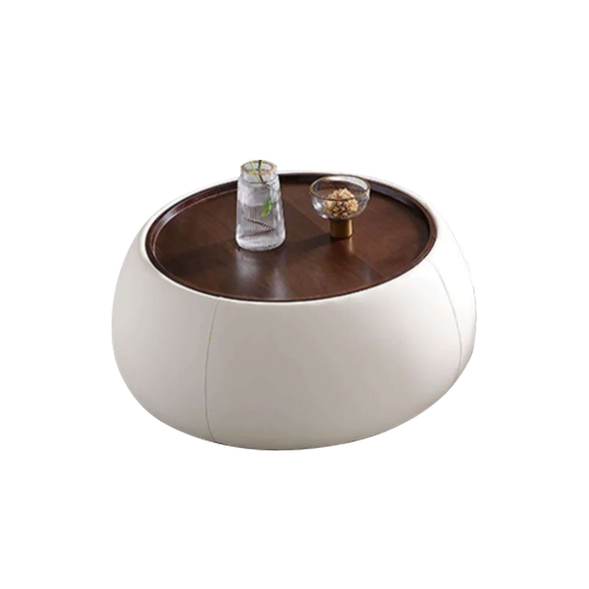 Modern round coffee table with storage, featuring a light luxury design