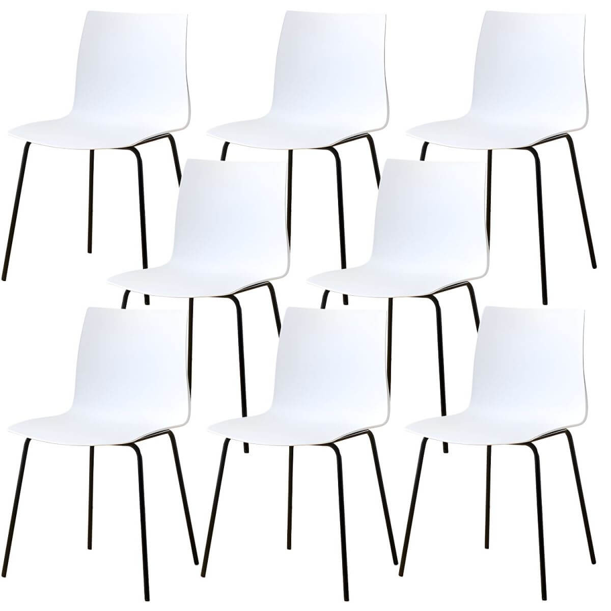 Modern plastic and acrylic side chair with metal legs, ideal for kitchen and dining rooms