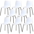 Modern plastic and acrylic side chair with metal legs, ideal for kitchen and dining rooms