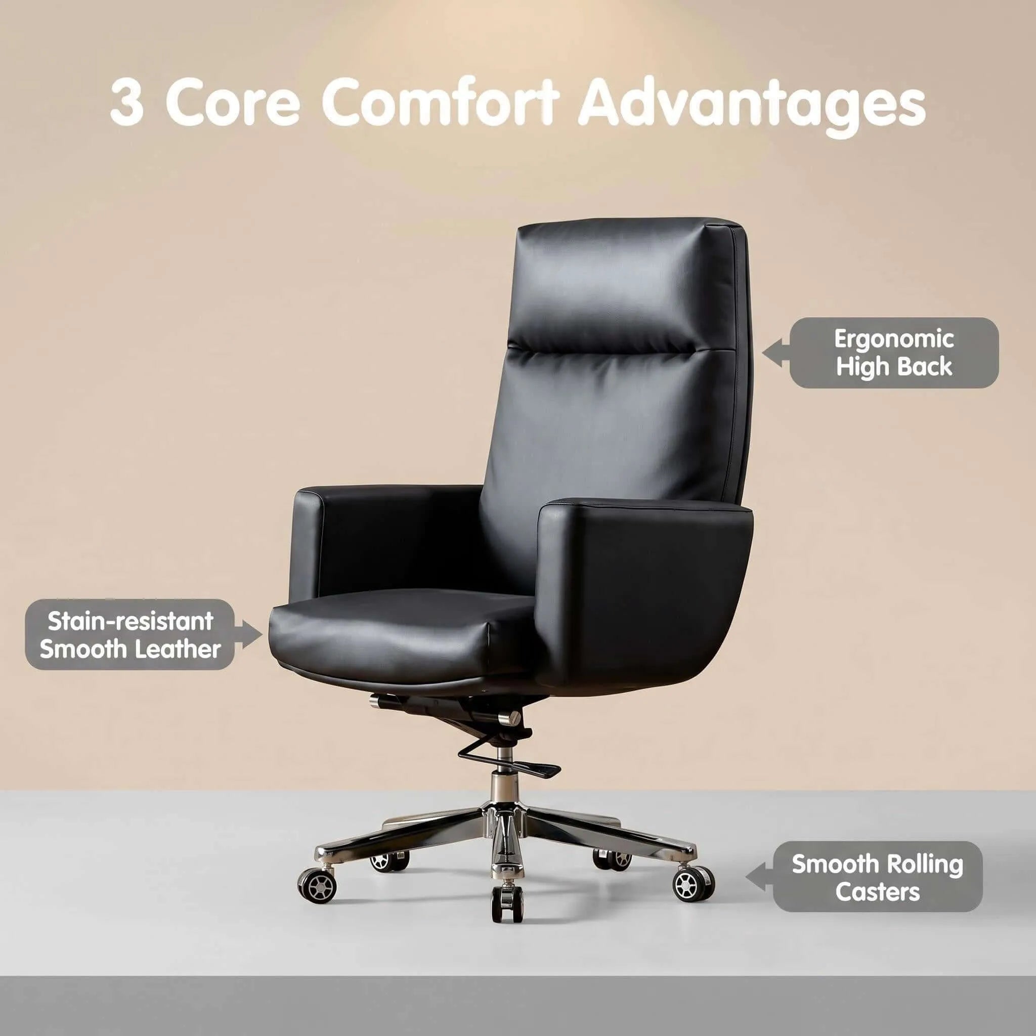 Align High-Back Leather Office Chair with Ergonomic Support