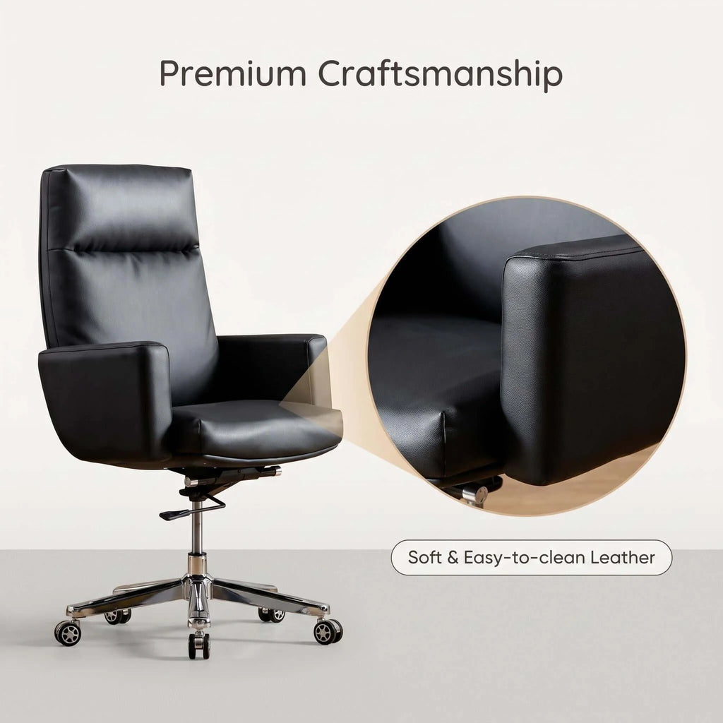 Align High-Back Leather Office Chair with Ergonomic Support