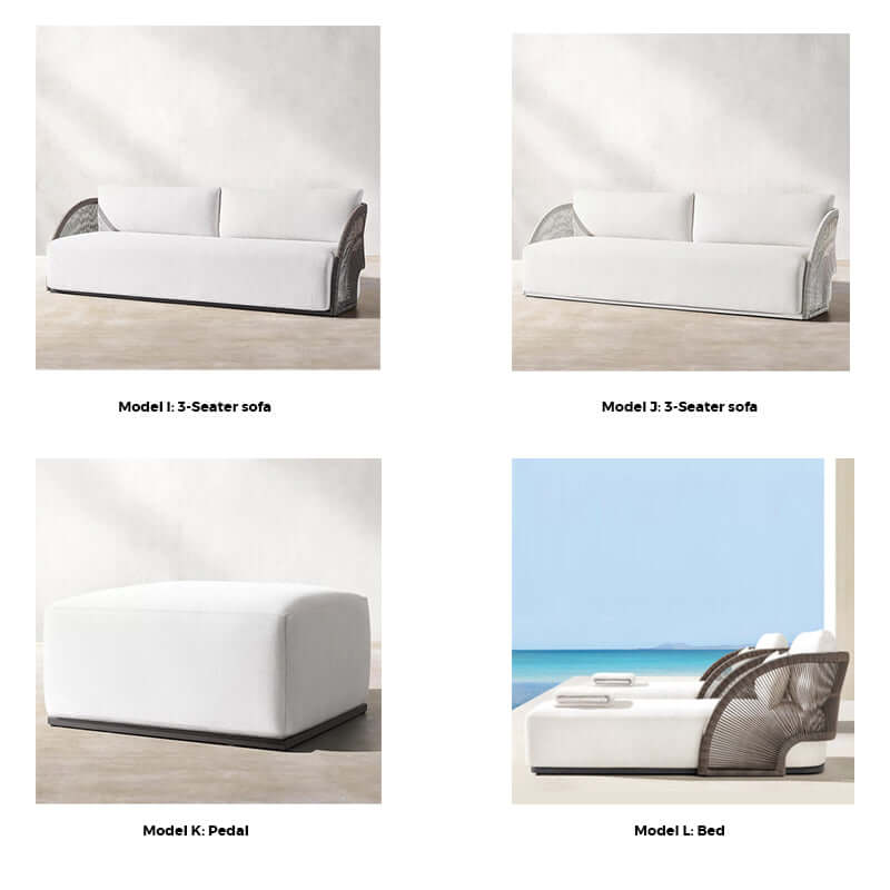 Aluminum Frame Rattan Bed for Outdoor Comfort