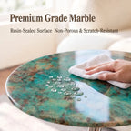 Amazon Green Marble Side Table with Twisted Metal Base, Italian Art Accent
