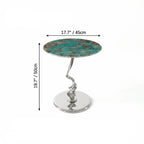Amazon Green Marble Side Table with Twisted Metal Base, Italian Art Accent Dimensions