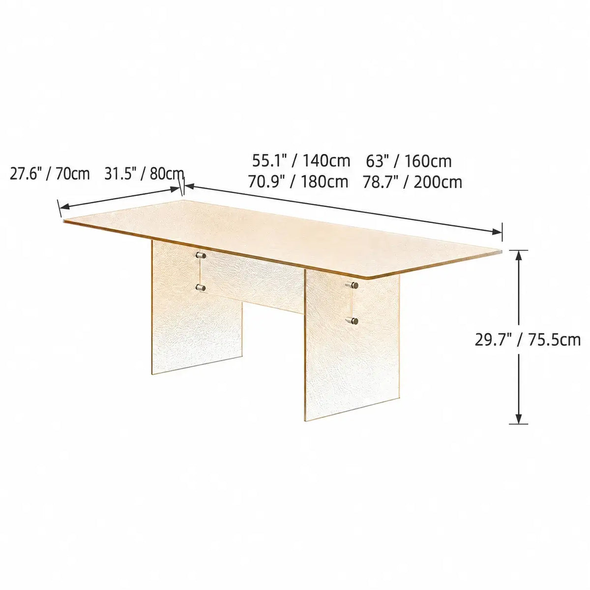 Amber Textured Glass Dining Table with Sculptural Panel Base