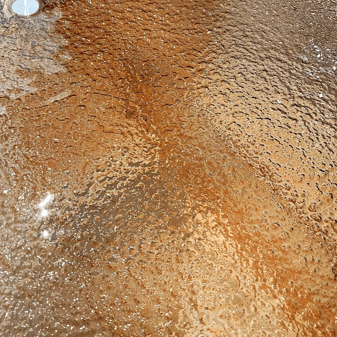 Amber Textured Glass Dining Table with Sculptural Panel Base