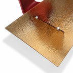 Amber Textured Glass Dining Table with Sculptural Panel Base