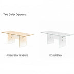 Amber Textured Glass Dining Table with Sculptural Panel Base