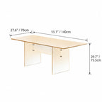 Amber Textured Glass Dining Table with Sculptural Panel Base Dimensions