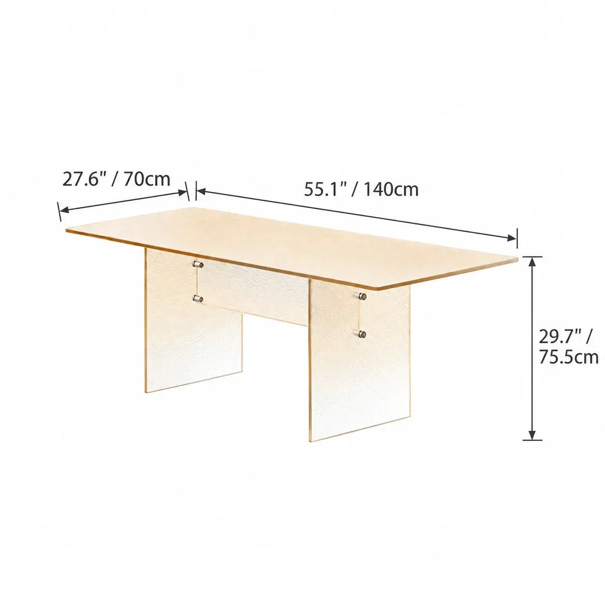 Amber Textured Glass Dining Table with Sculptural Panel Base Dimensions