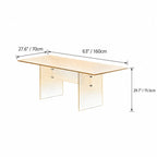 Amber Textured Glass Dining Table with Sculptural Panel Base Dimensions