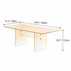 Amber Textured Glass Dining Table with Sculptural Panel Base Dimensions