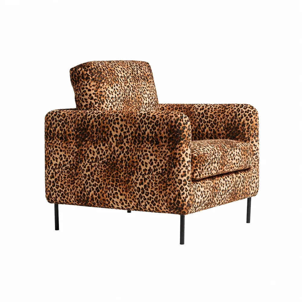 American Retro Leopard Lounge Chair for Reading Corners and Small Spaces
