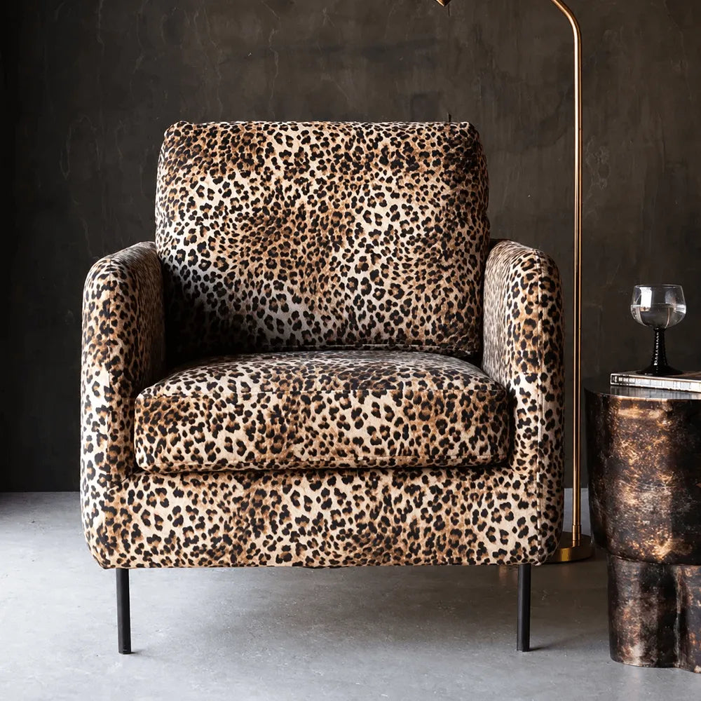 American Retro Leopard Lounge Chair for Reading Corners and Small Spaces